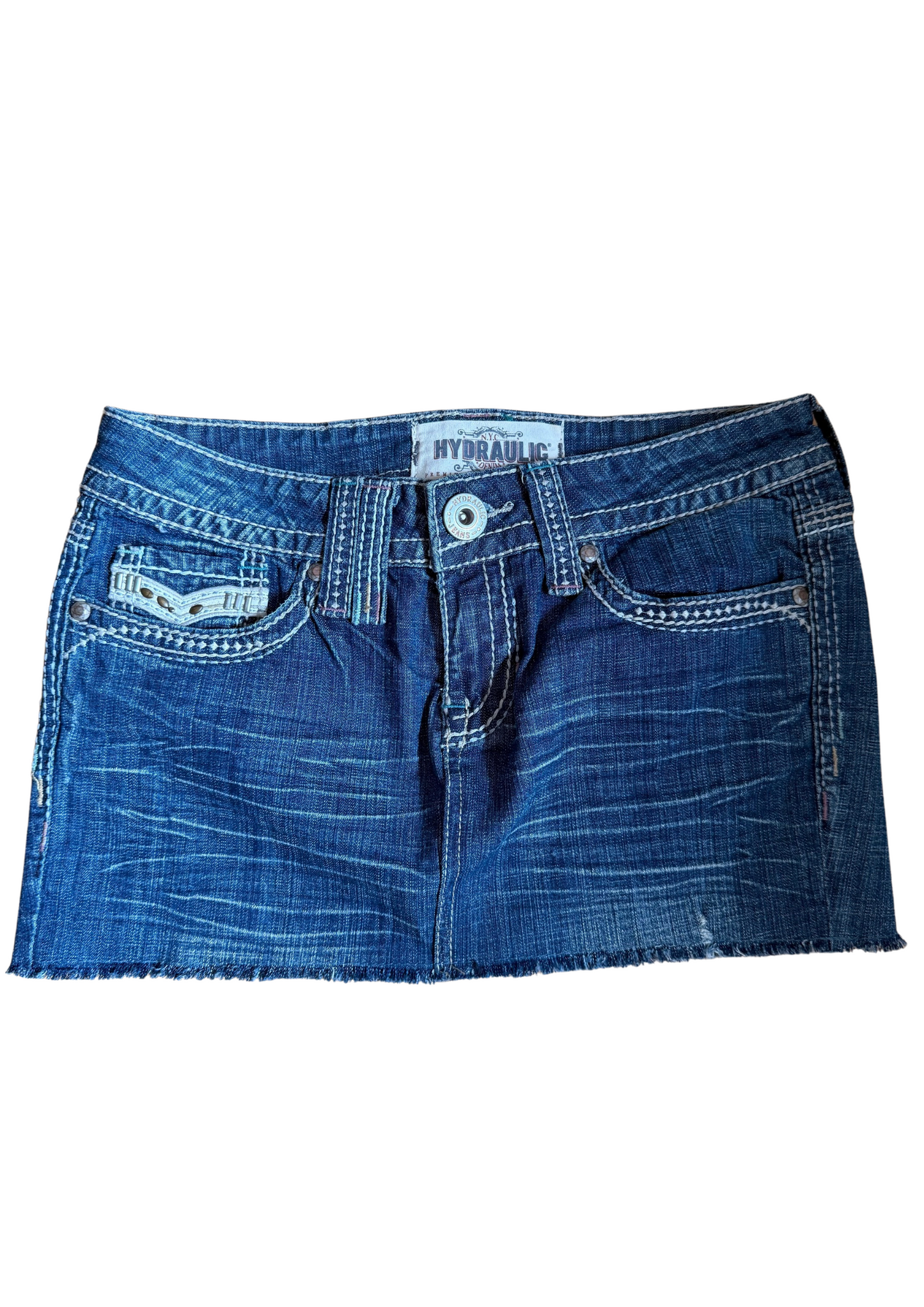 Y2K Denim mini skirt with bedazzled detailing in the back UK size 6