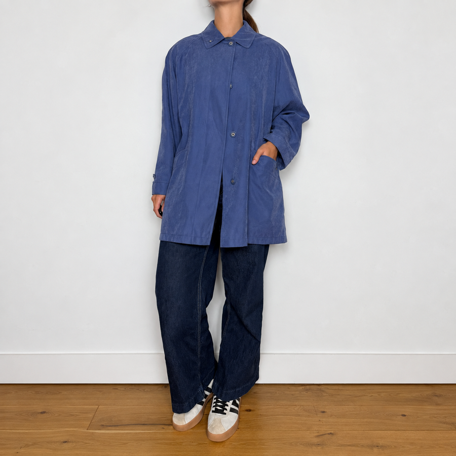 Blue faux-suede coat