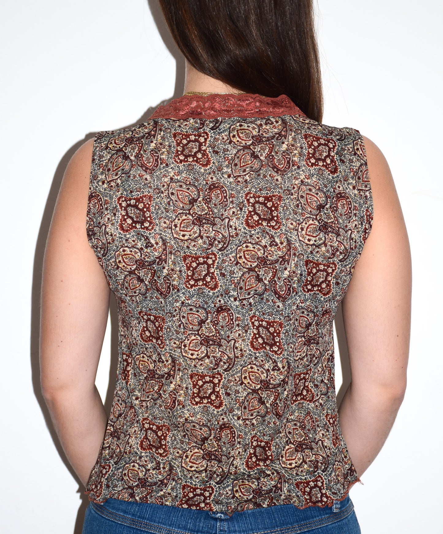 Vintage 80s style Paisley Print Vest Top UK size 10-12