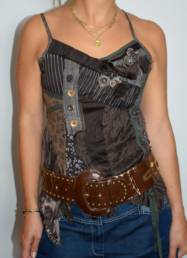 Brown crocodile thick belt