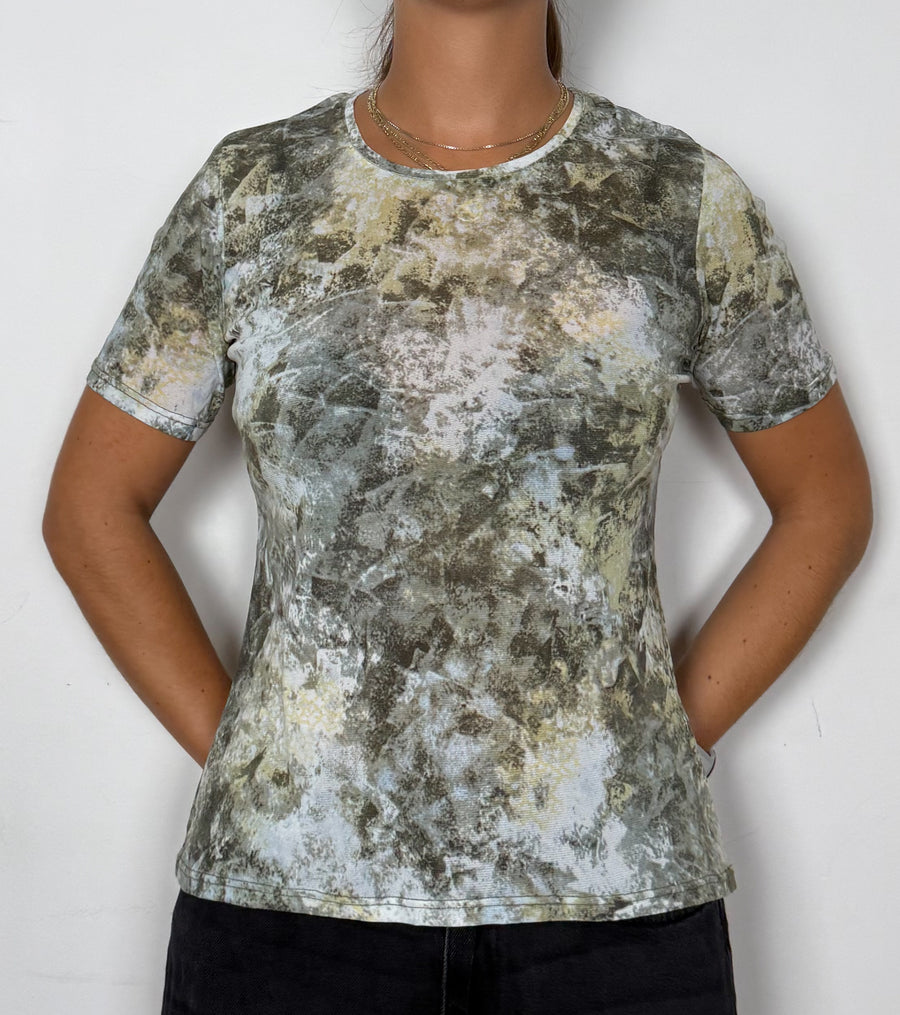 Stone marbled baby tee