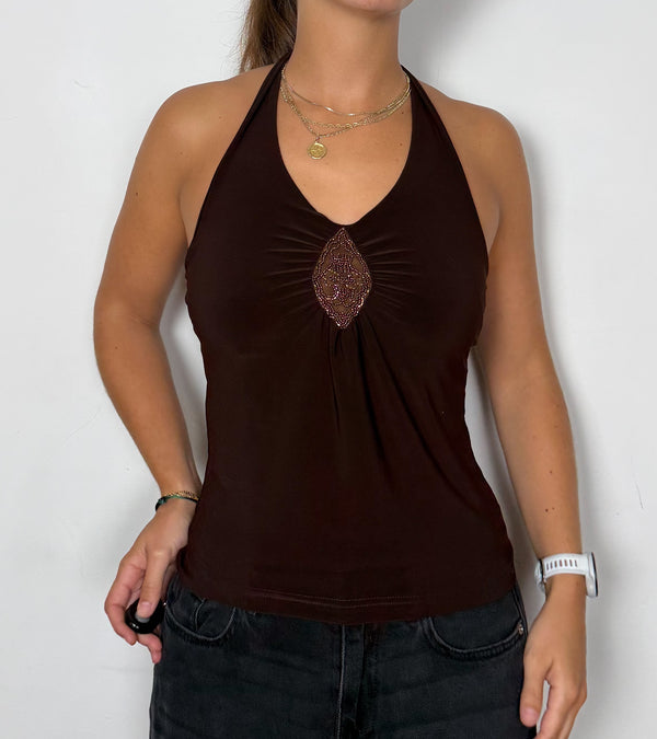 Brown Halter Neck Top