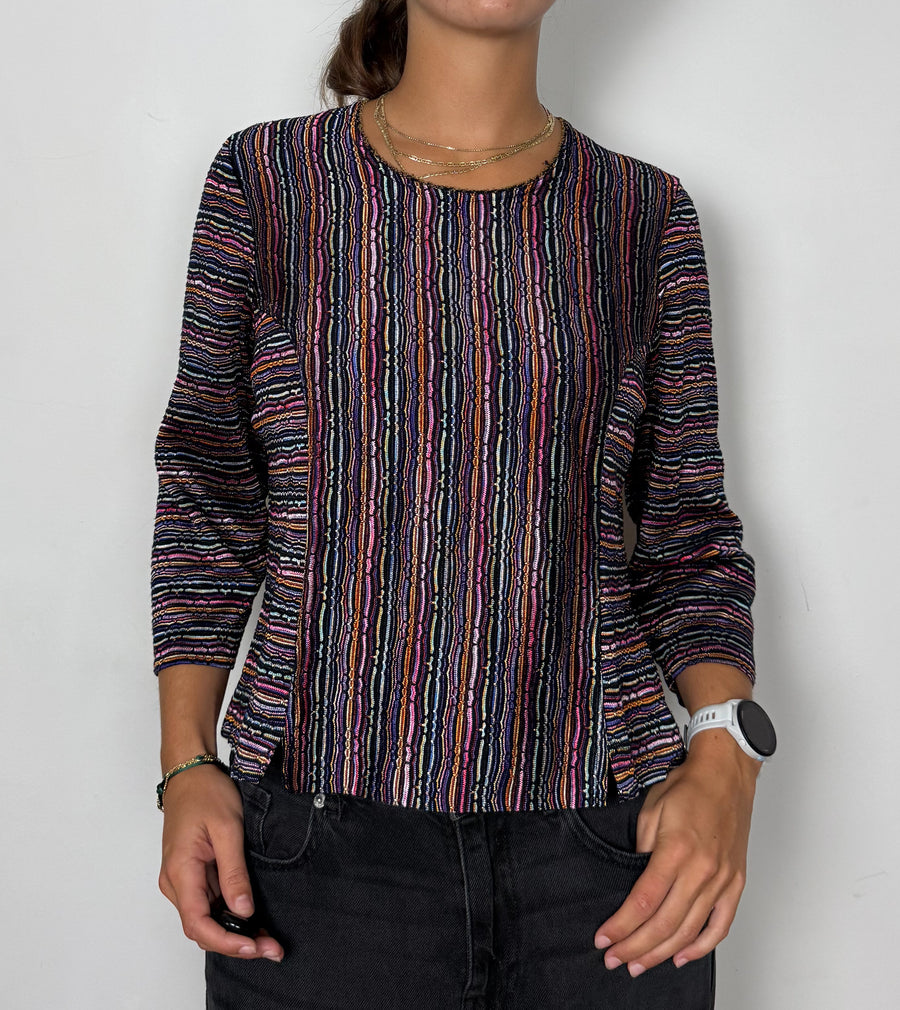 Multicoloured Stripped long sleeve top