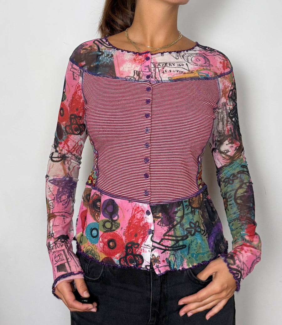 Long sleeve patchwork top