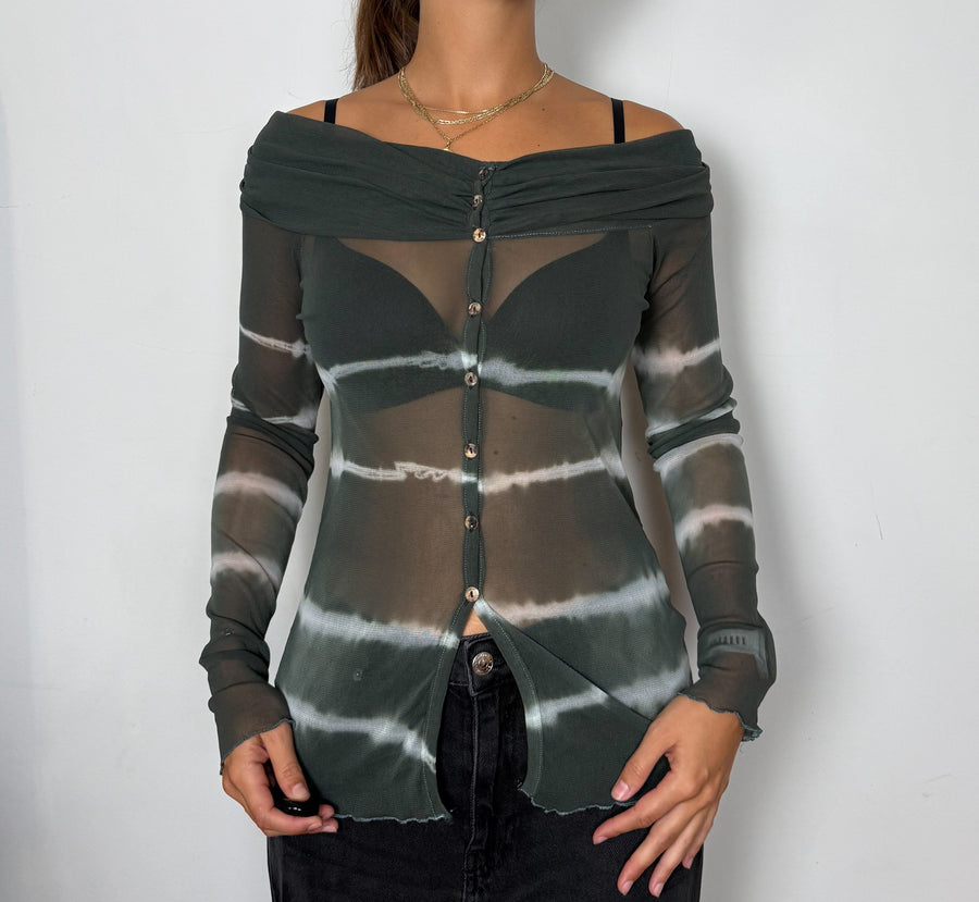 Long sleeve sheer top