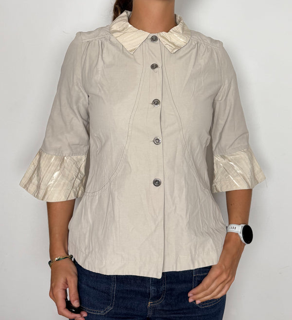 Cream ruffle-cuff jacket