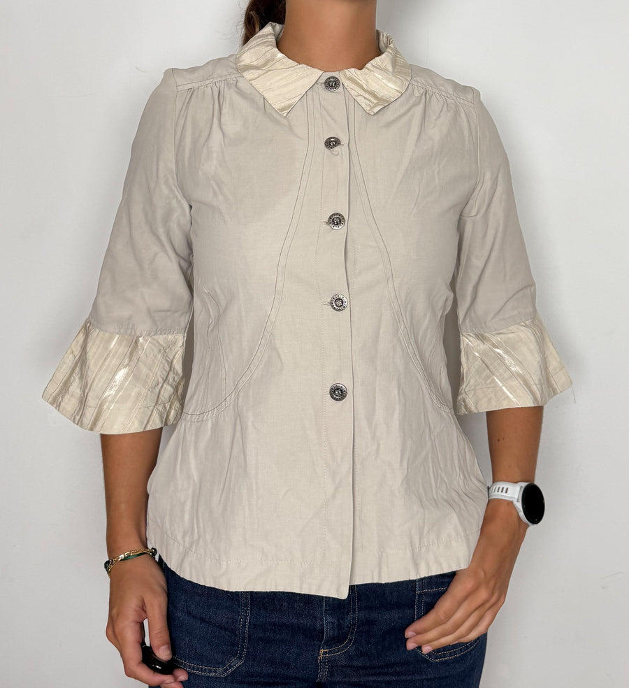 Cream ruffle-cuff jacket