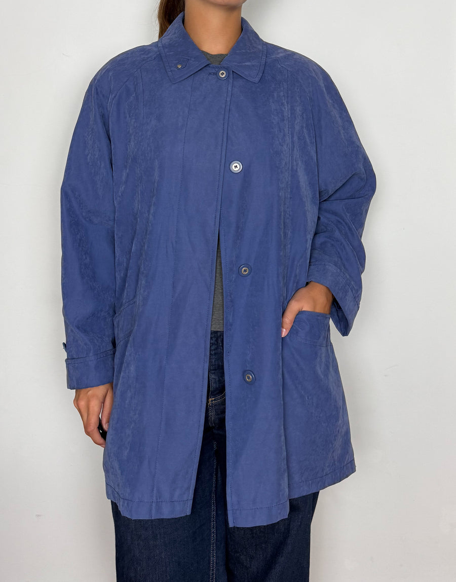 Blue faux-suede coat