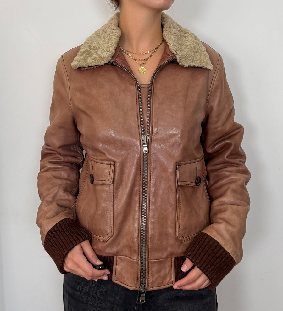 Brown leather jacket